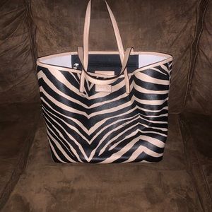 COACH ZEBRA PRINT LEATHER TOTE PURSE